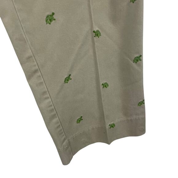 J. Crew Cropped Chino Pant Tan Green Turtles Embroidered 4 Petite - Picture 2 of 8
